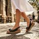 6. Women's leather wedge sandals with openwork black Filippo DS7582