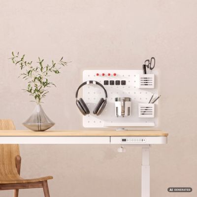 10. Activejet APB-002W Desk Organizer. Rotating perforated board. Gray and white.