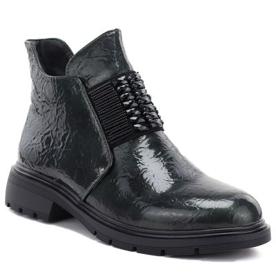 Women's patent leather ankle boots, green, M.Daszyński MR2501