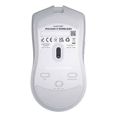 8. HATOR Pulsar 3 Wireless Gaming Mouse Ambidextrous RF Wireless + Bluetooth + USB Type-C Optical 12000 DPI
