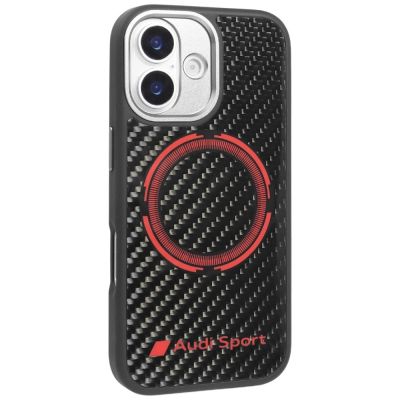 2. Audi RSQ Carbon Fiber Sport Red Circle MagSafe Case for iPhone 17 - Black