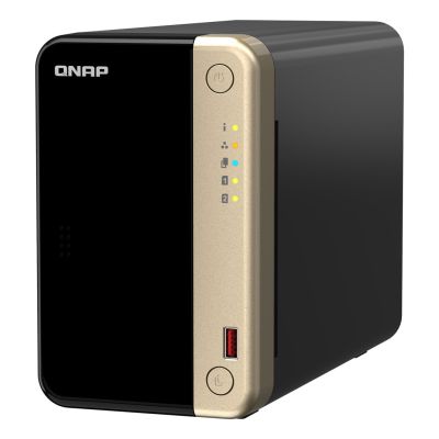 2. Qnap TS-264-8G, Tower, 2 x 2.5"/3.5" SATA, Intel Celeron N5105/N5095 4C/4T, 8 GB DDR4 onboard not expandable, 2 x 2.5GbE, optional 10GbE, External adapter (PSU)