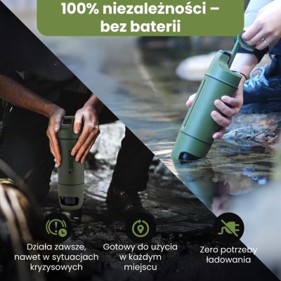 8. Extralink PURISOO+ BOTTLE WITH FILTER SYSTEM WITH PUMP 400ML UF + ACF FILTER Water filter bottle 0.4 l Green, Olive