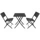 18. BALCONY FURNITURE SET TABLE 58X58X70CM AND 2 BLACK CHAIRS