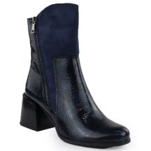 Women's Blue Patent Block-Heel Ankle Boots M.Daszyński SA269-1