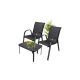 12. Classic Black Forest textile garden furniture set, two chairs + black table