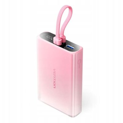 Vention Powerbank 10000 mAh USB-C + Lightning + USB-A 22.5W with LED Display Pink