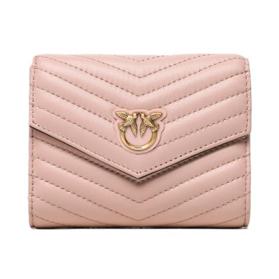 PINKO WOMEN'S LEATHER COMPACT WALLET CHEVRON