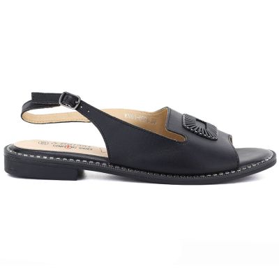 2. Women's black leather sandals S.Barski KV61-6076