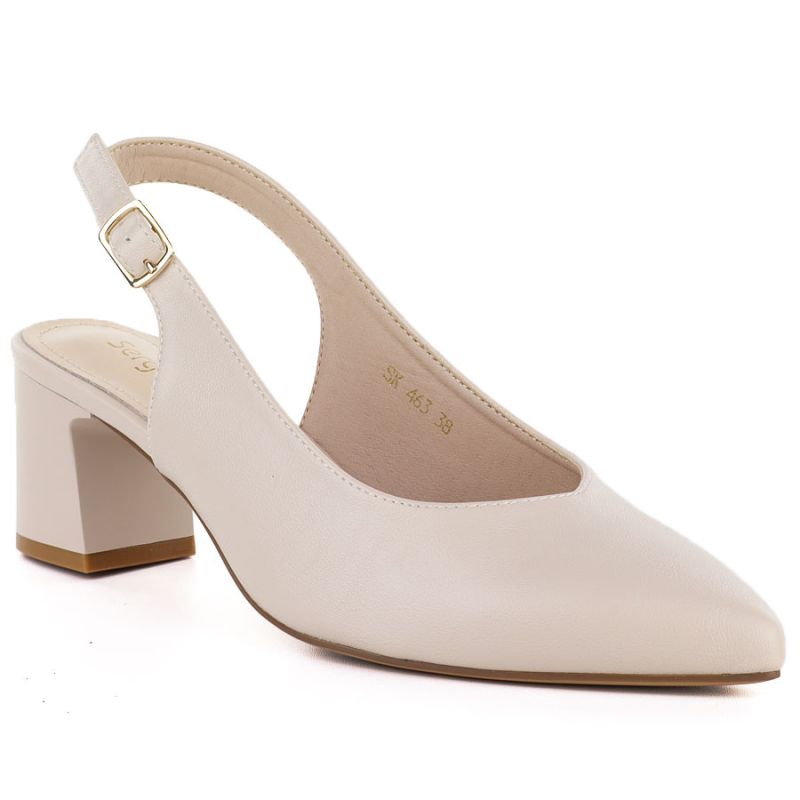 Beige Sergio Leone SK463 women's pumps with a strap