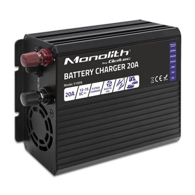 14. Qoltec Intelligent Monolith Charger for LiFePO4 AGM GEL SLA Batteries, 20A, 12V