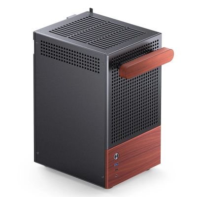8. Jonsbo T6 Case, Mini-Tower, Mini-ITX, Tempered Glass, Wood - Black