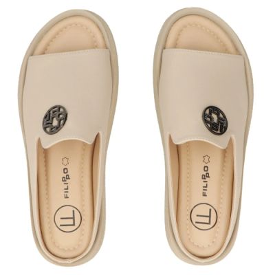 5. Women's beige leather wedge sandals Filippo DK7758