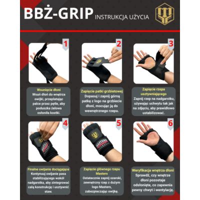 12. MASTERS BBŻ-GRIP gel boxing bandages black