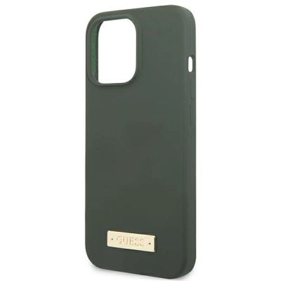6. Guess Silicone Logo Plate MagSafe case for iPhone 13 Pro / iPhone 13 - green