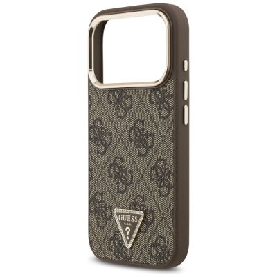 6. Guess 4G Triangle Logo MagSafe Case for iPhone 17 Pro / 18 Pro - Brown
