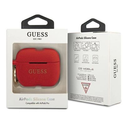 3. Guess Silicone Glitter Case for AirPods Pro - Red