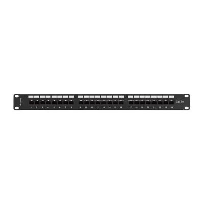 3. Patch panel 24 port 1U 19" category 6A UTP with cable organizer black LANBERG