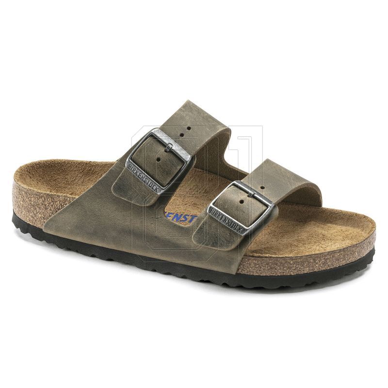 Birkenstock Arizona Soft Footbed Oiled Leather Narrow Faded Khaki Women's/Men's Flip-Flops for narrow feet oiled leather (1019377)