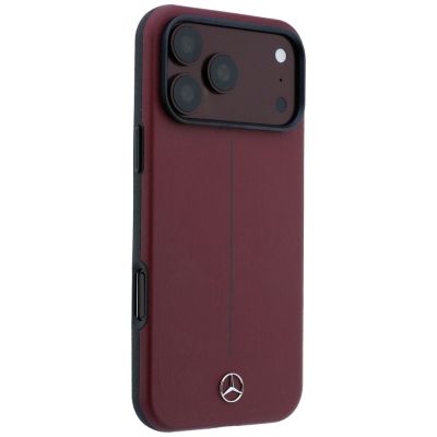 4. Mercedes Leather Semi Wrap Iconic Line MagSafe case for iPhone 18 Pro Max / 17 Pro Max - burgundy