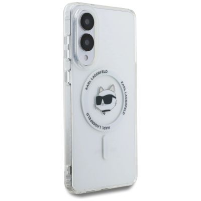 4. Karl Lagerfeld Button Choupette Head Printed Logo MagSafe Case for Samsung Galaxy S25 Edge - White