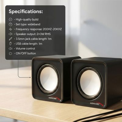 13. AUDIOCORE AC870B computer speaker set (2.0; black)