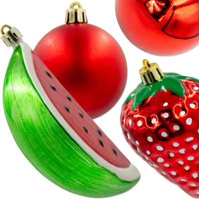 2. DECORATIVE PLASTIC BAUBLE SAFE 7 PCS STRAWBERRY WATERMELON