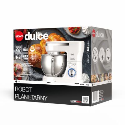 29. ELDOM WRK1300 DULCE PLANETARY ROBOT, 1300W, 5L, TRY ATTACHMENTS FOR WHIPPING, MIXING, KNEADING, REMOVABLE METAL BOWL