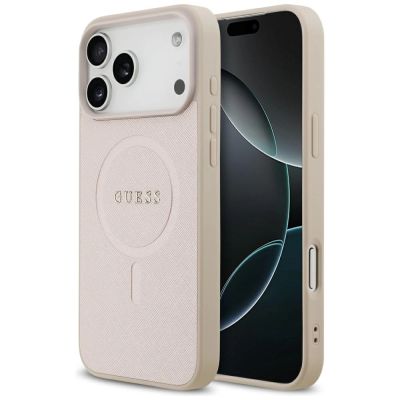 Guess Saffiano Classic Logo MagSafe Case for iPhone 17 Pro Max - Pink