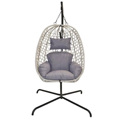 2. COCOON HANGING CHAIR WITH FRAME 195CM LIGHT GRAY 120KG
