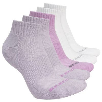 3. Skechers 5pk Unisex 1/2 Terry Qtr Crew S602095-501 Purple 35-38