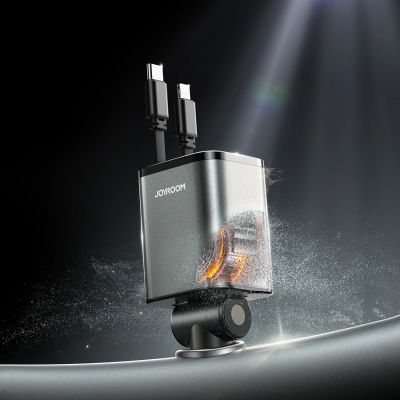 7. Joyroom JR-CCL05 30W 4-in-1 Car Charger with 2 Built-in Retractable Cables - Dark Gray