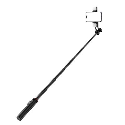 2. Selfie stick WC12YDS 1.3m aluminum alloy telescopic tripod with dual lamp and phone holder - black