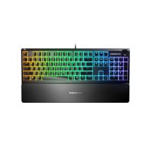 SteelSeries Apex 3 Gaming Keyboard, US Layout, Wired, Black SteelSeries Apex 3 Gaming keyboard IP32 water resistant for protection against spills, Customizable 10-zone RGB illumination reacts to games and Discord, Whisper quiet gaming switches last