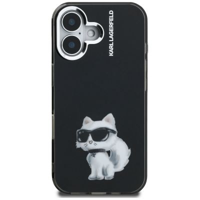 3. Karl Lagerfeld IML Aquarelle Choupette & Logo iPhone 16 Case - Black