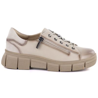 2. Women's beige leather platform shoes Cambell 26-19305