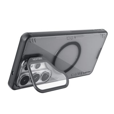 5. Nillkin Iceblade Prop Magnetic Case with Camera Cover and Stand Compatible with MagSafe for Samsung Galaxy S26 Ultra - Transparent Black