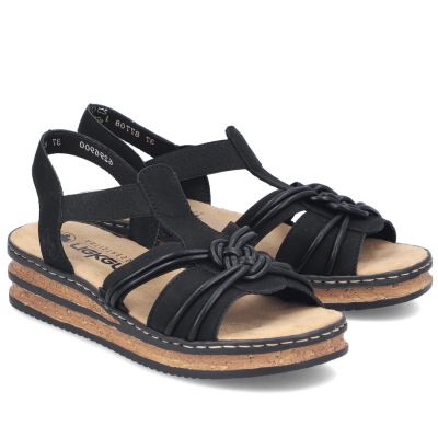 3. Women's black elastic strap sandals Rieker 62969-00