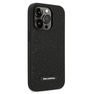 4. Karl Lagerfeld Glitter Plaque Logo Case for iPhone 14 Pro Max - Black