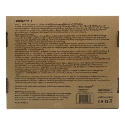 5. RealPower 495562 Laptop Stand Notebook Stand Stainless Steel 43.2 cm (17")
