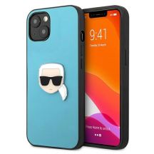 Karl Lagerfeld Leather Ikonik Karl's Head Metal Case for iPhone 13 mini - Blue