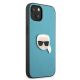 4. Karl Lagerfeld Leather Ikonik Karl's Head Metal Case for iPhone 13 mini - Blue