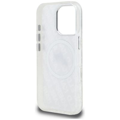 7. Karl Lagerfeld IML Glitter Karl & Choupette Heads Logo MagSafe Case for iPhone 16 Pro - Gray