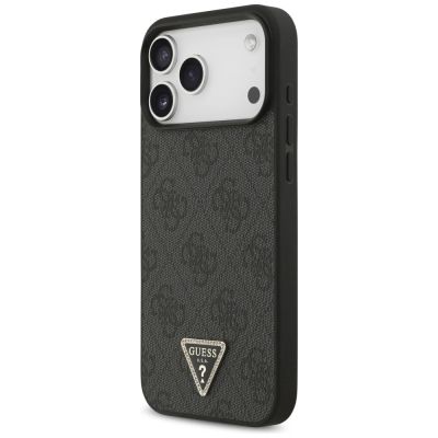 2. Guess Leather 4G Triangle Strass MagSafe Case for iPhone 17 Pro Max - Black
