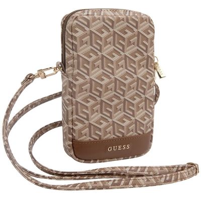 3. Guess Zip GCube Bottom Stripe phone bag - brown