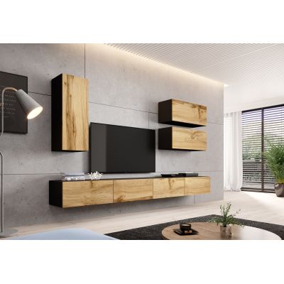 6. TV cabinet VIGO '140' 30/140/40 black/wotan oak