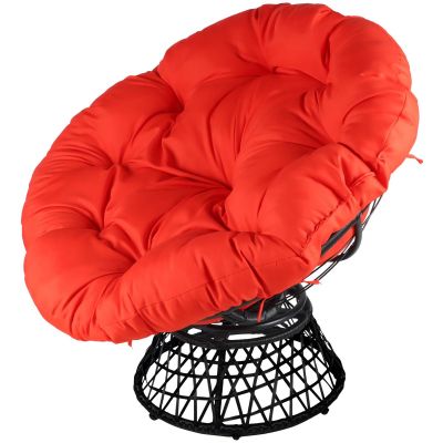 8. 360-DEGREE SWIVEL GARDEN CHAIR WITH RED CUSHION