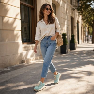 11. Leather platform sneakers in green Filippo DP7498