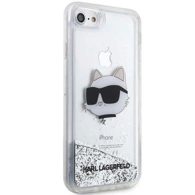 4. Karl Lagerfeld KLHCI8LNHCCS iPhone 7/8/ SE 2020/2022 silver/silver hardcase Glitter Choupette Head