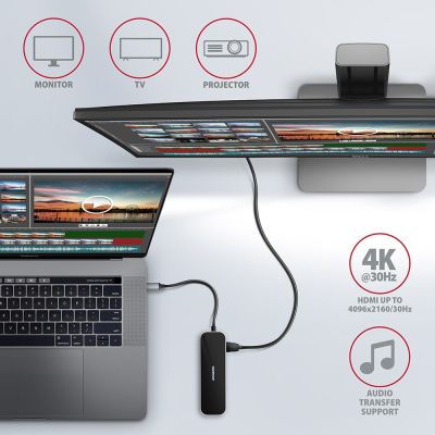 6. Axagon HMC-6GL USB 3.2 Gen 1 (3.1 Gen 1) Type-C Docking Station Black, Gray